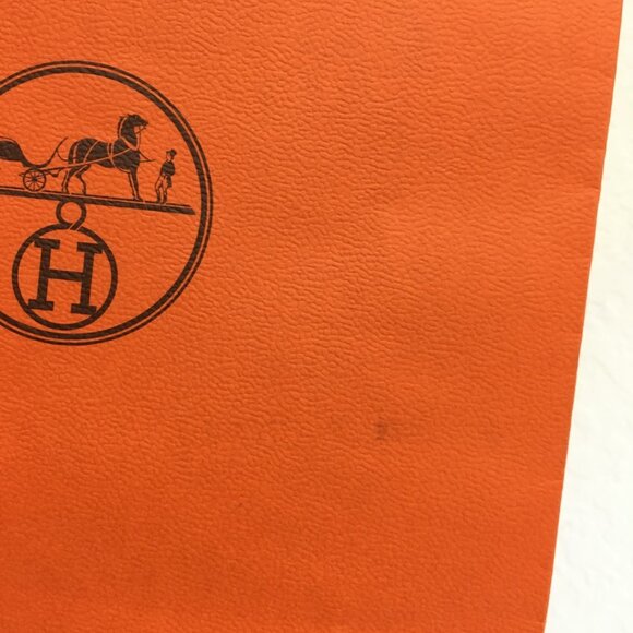 Hermes Shopping Bag 11.25" x 8" x 3.25" Orange Paper Gift Bag Authentic - Picture 4 of 16
